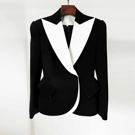 Womne's Black / White Jacket 2 patch Pockets Blazer