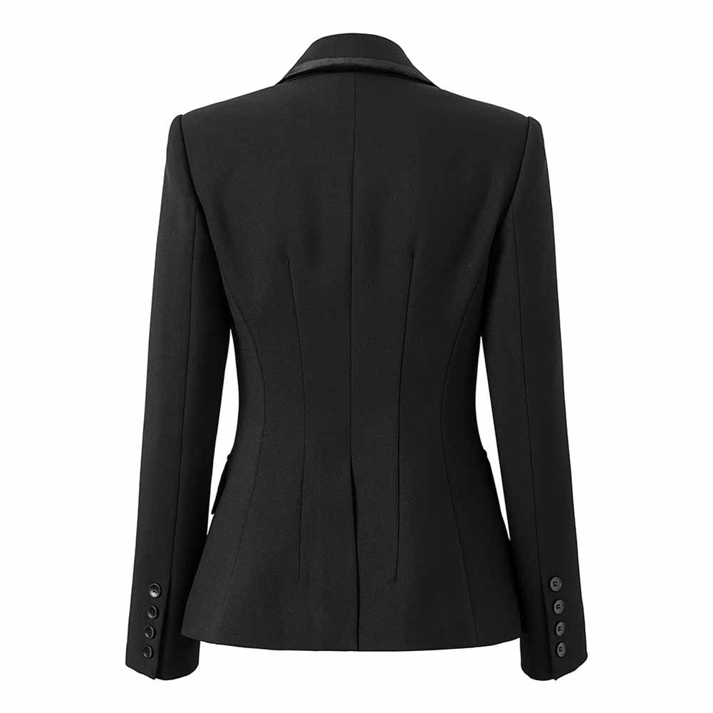 Womens Black Blazer Nail Drill Dragonfly Embroidery Coat