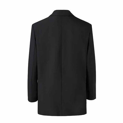 Women’s Black Blazer Coat with Metal Lock Closure – Edgy Classic Tailoring