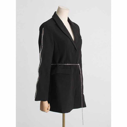 Women's Black Crystal-embellished Blazer Dress