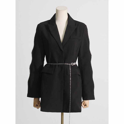 Women's Black Crystal-embellished Blazer Dress