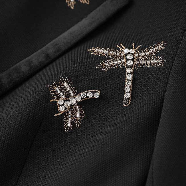 Double Breasted Black Blazer with Beaded Detailing – Chic, Tailored & Trendy