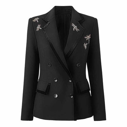 Double Breasted Black Blazer with Beaded Detailing – Chic, Tailored & Trendy