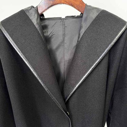 Women's Black Belted Woolen Coat