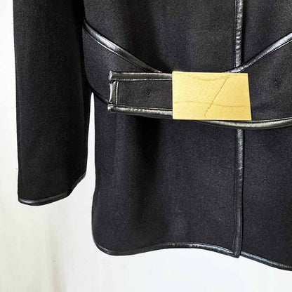 Women's Black Belted Woolen Coat