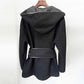 Women's Black Belted Woolen Coat