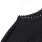 Elegant Crew Neck Sleeveless Beaded Midi Dress Black Knitted Dress