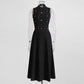 Elegant Crew Neck Sleeveless Beaded Midi Dress Black Knitted Dress