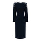 Women's Diamond Long Sleeved Medium Length Black Dress