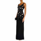 Women Luxury Beaded Crystal Black Midi Dress