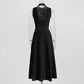 Elegant Crew Neck Sleeveless Beaded Midi Dress Black Knitted Dress