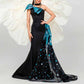 Black One Shoulder Mermaid Prom Dress Big Bow Tie Drawing Event Dress Ball Gowns