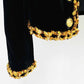Women's Black Cardigan Coat Beaded Sequin Chain Velvet Jacket Short Coat