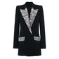 Crstal-Lapel Blazer Dress in Black White