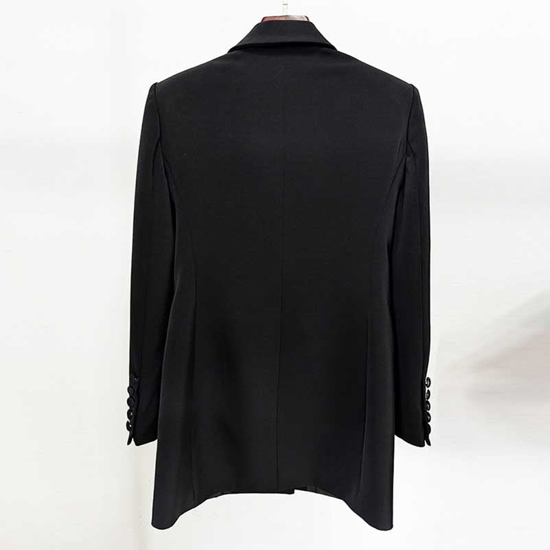 Crstal-Lapel Blazer Dress in Black White