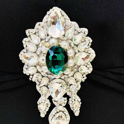 Women's Black Deep-V Studded Sleeveless Jumpsuit