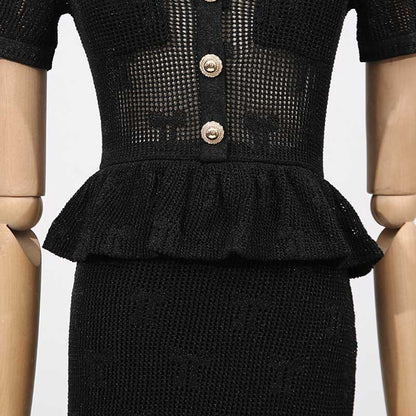 Black Women's suit Knit skirt Suit