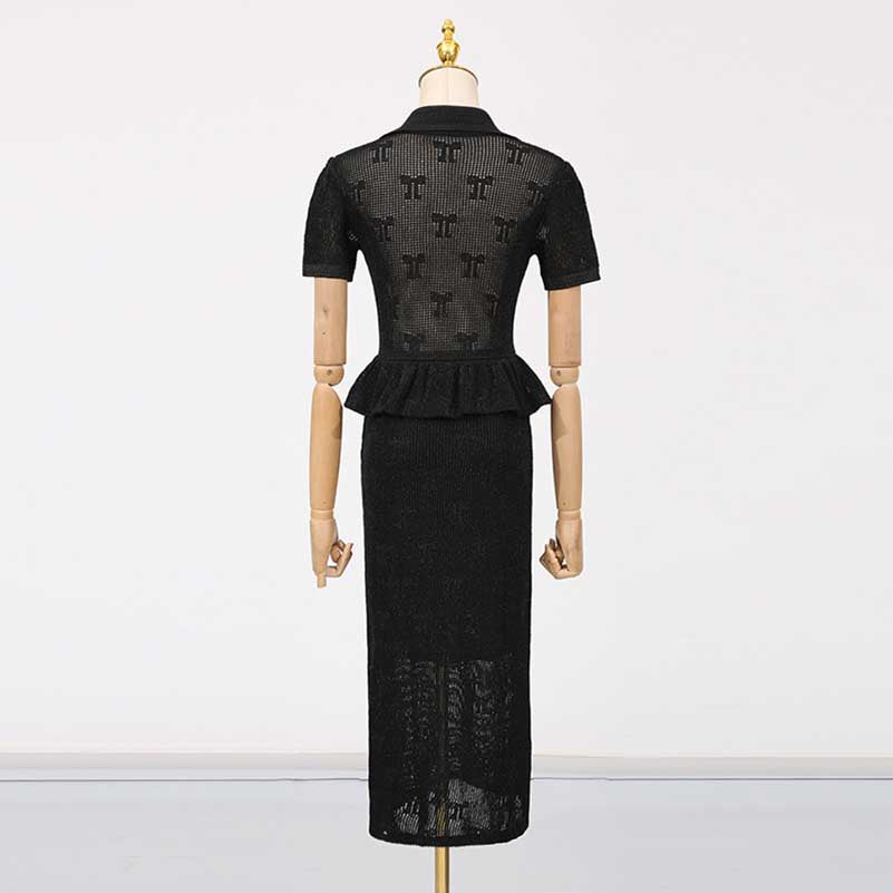 Black Women's suit Knit skirt Suit