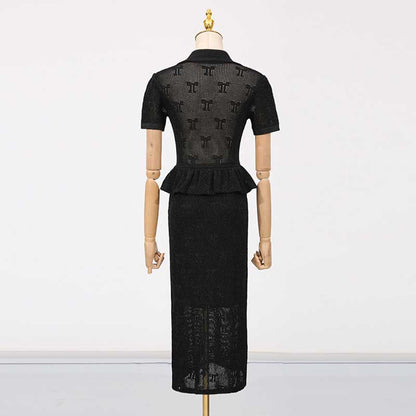 Black Women's suit Knit skirt Suit