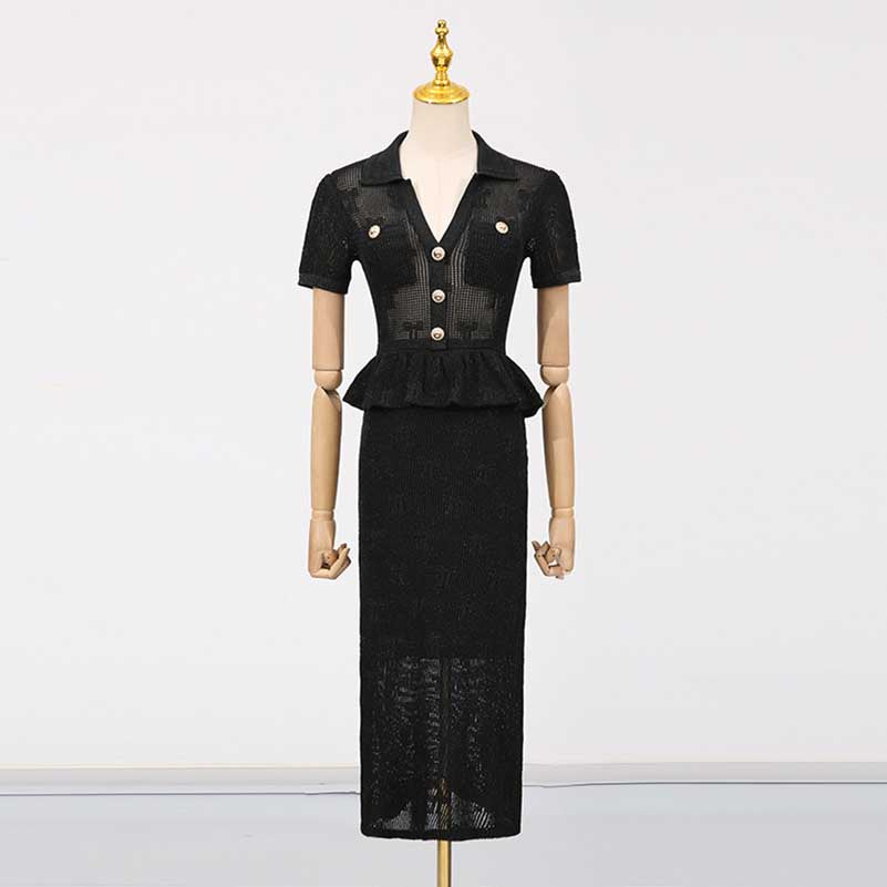 Black Women's suit Knit skirt Suit