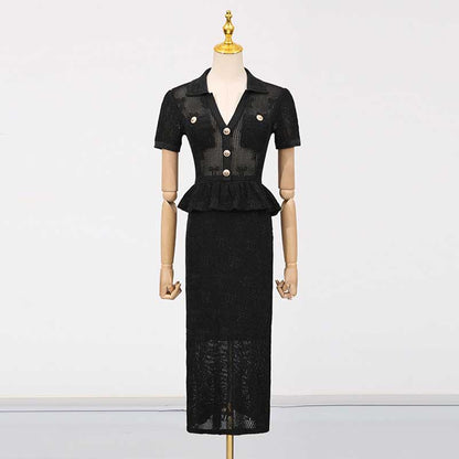 Black Women's suit Knit skirt Suit