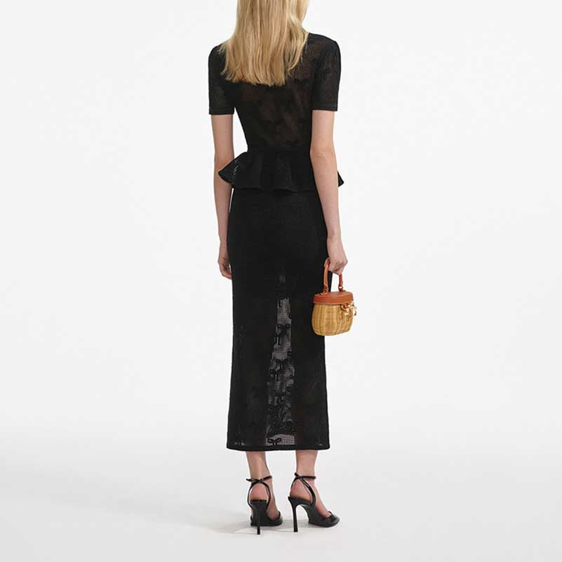 Black Women's suit Knit skirt Suit