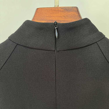 Women's High-Neck Maxi Dress Black Long Evening Dresses A-Line Prom Dress