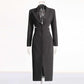 Women's Cut-Out Maxi Coat Slim Fit Black Blazer Dress