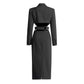 Women's Cut-Out Maxi Coat Slim Fit Black Blazer Dress