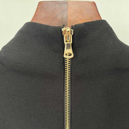 Women's Long Skirt Suit Mock Collar Crop Top Skirt Set Black Maxi Skirt Suit