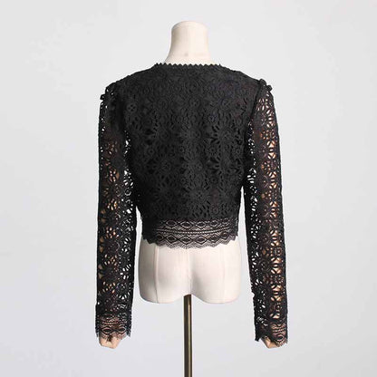 Women's long sleeve lace skirt suit two pieces wedding party suit