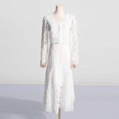 Women's long sleeve lace skirt suit two pieces wedding party suit