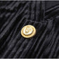 Black Velvet V-Neck Button Detail Midi Dress