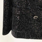 Women Black Sequinned fitted Blazer + Mid-High Rise Flare Trousers Suit Pantsuit