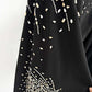 Beaded Bell-Sleeve Flared Pantsuit Black 2ps Cape Suit