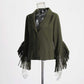 Two Pieces Dark Green Blazer Pants Suit Fringe Event Suit