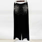 Beaded Bell-Sleeve Flared Pantsuit Black 2ps Cape Suit