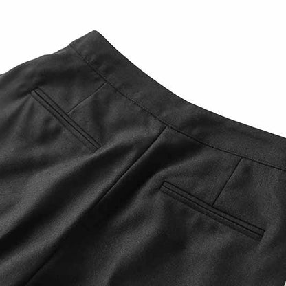 One Button Black Pantsuit Fitted Blazer + Mid-High Rise Trousers Pantsuit Suit Formal Wear