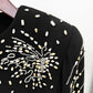 Beaded Bell-Sleeve Flared Pantsuit Black 2ps Cape Suit