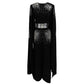 Beaded Bell-Sleeve Flared Pantsuit Black 2ps Cape Suit