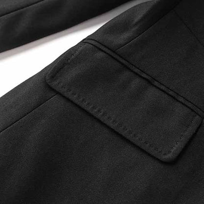 One Button Black Pantsuit Fitted Blazer + Mid-High Rise Trousers Pantsuit Suit Formal Wear