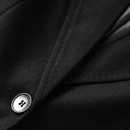 One Button Black Pantsuit Fitted Blazer + Mid-High Rise Trousers Pantsuit Suit Formal Wear