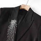 Womens Formal Pantsuit Beaded Drilled  Trouser Suit Two Pieces Party suit