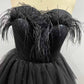 Black Feather Homecoming Dresses Short Black Sweetheart Prom Homecoming Dresses