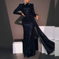 Long Sleeve Sequin Mermaid Dress Black Sparkly Prom Dress