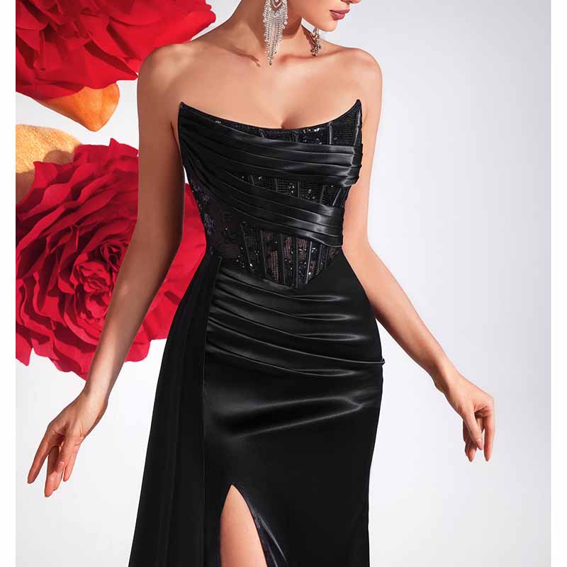 Backless Long Black Prom Dress with Sweetheart Neckline