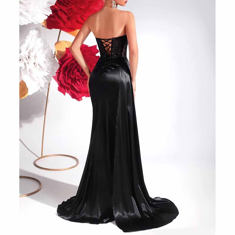 Backless Long Black Prom Dress with Sweetheart Neckline