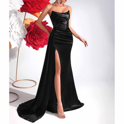 Backless Long Black Prom Dress with Sweetheart Neckline