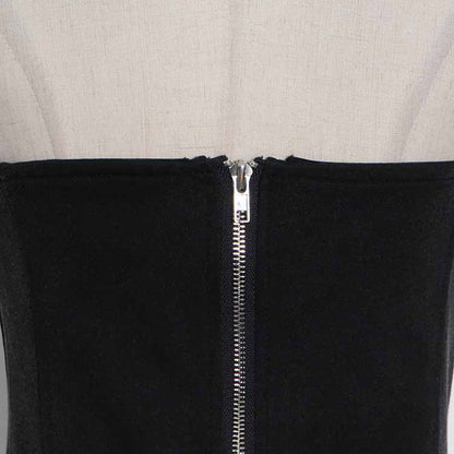 Women's black Strapless Pantsuit Casual Crop + Wide Legs Pants Suit