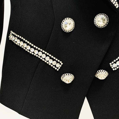 Women Double Beaded Formal Pantsuits Black Two Pieces Party Suit